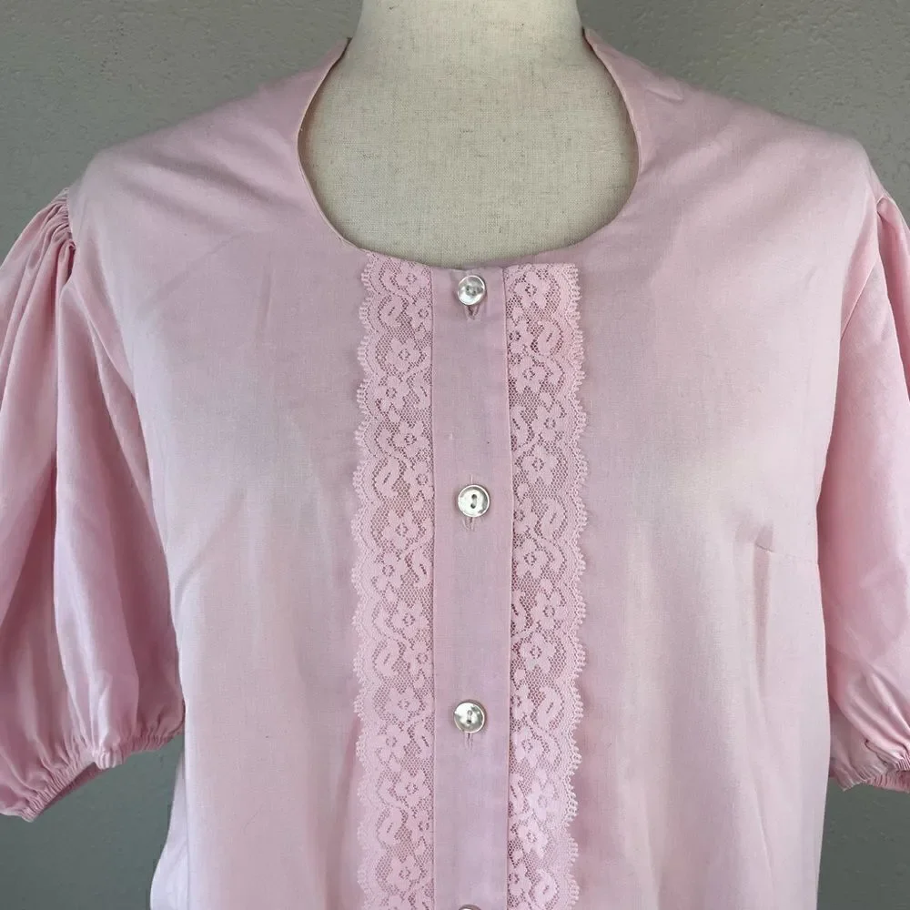 Vintage Pitchfork Brand Pink Button Down Shirt Size M EUC